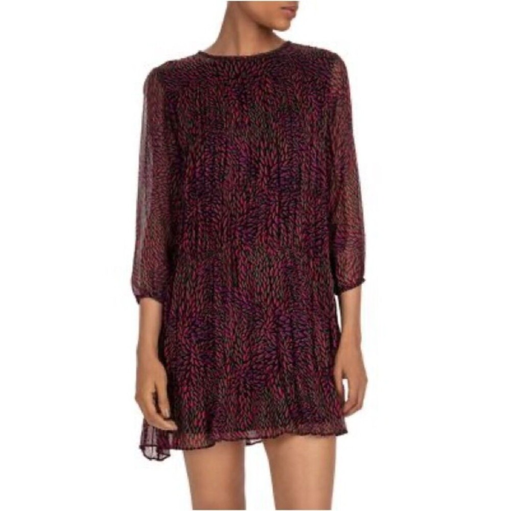 Ba&Sh Grace Tiered Shift Mini Dress In Multi Color Size XS